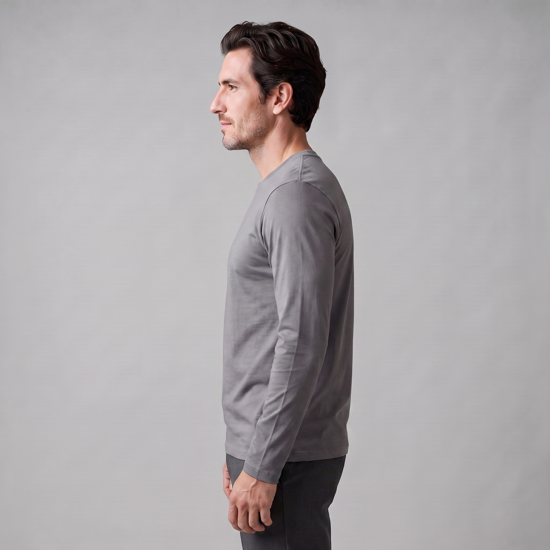 Men's Cotton Blend Long Sleeve Crew Neck Shirt