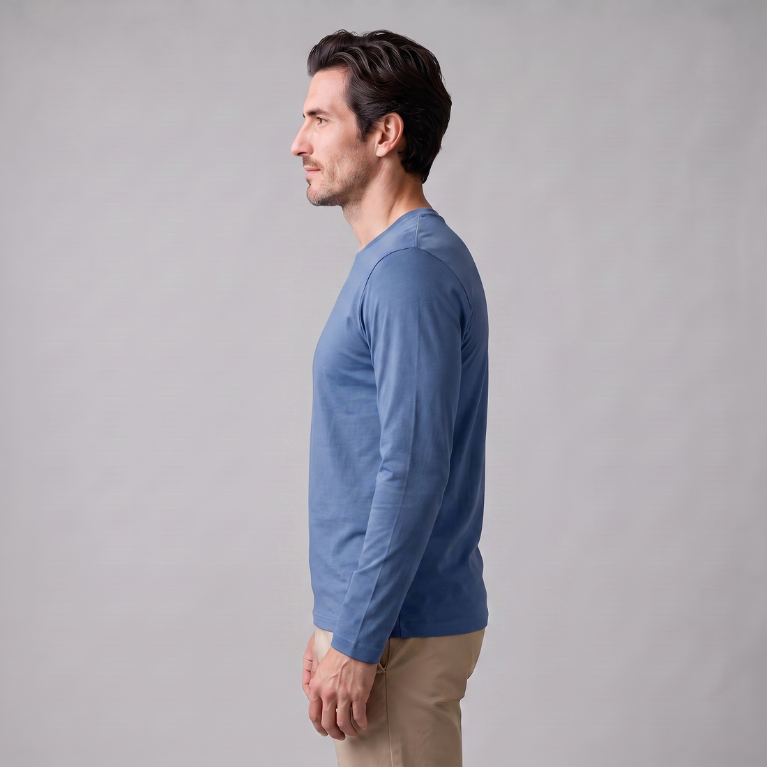 Men's Cotton Blend Long Sleeve Crew Neck Shirt