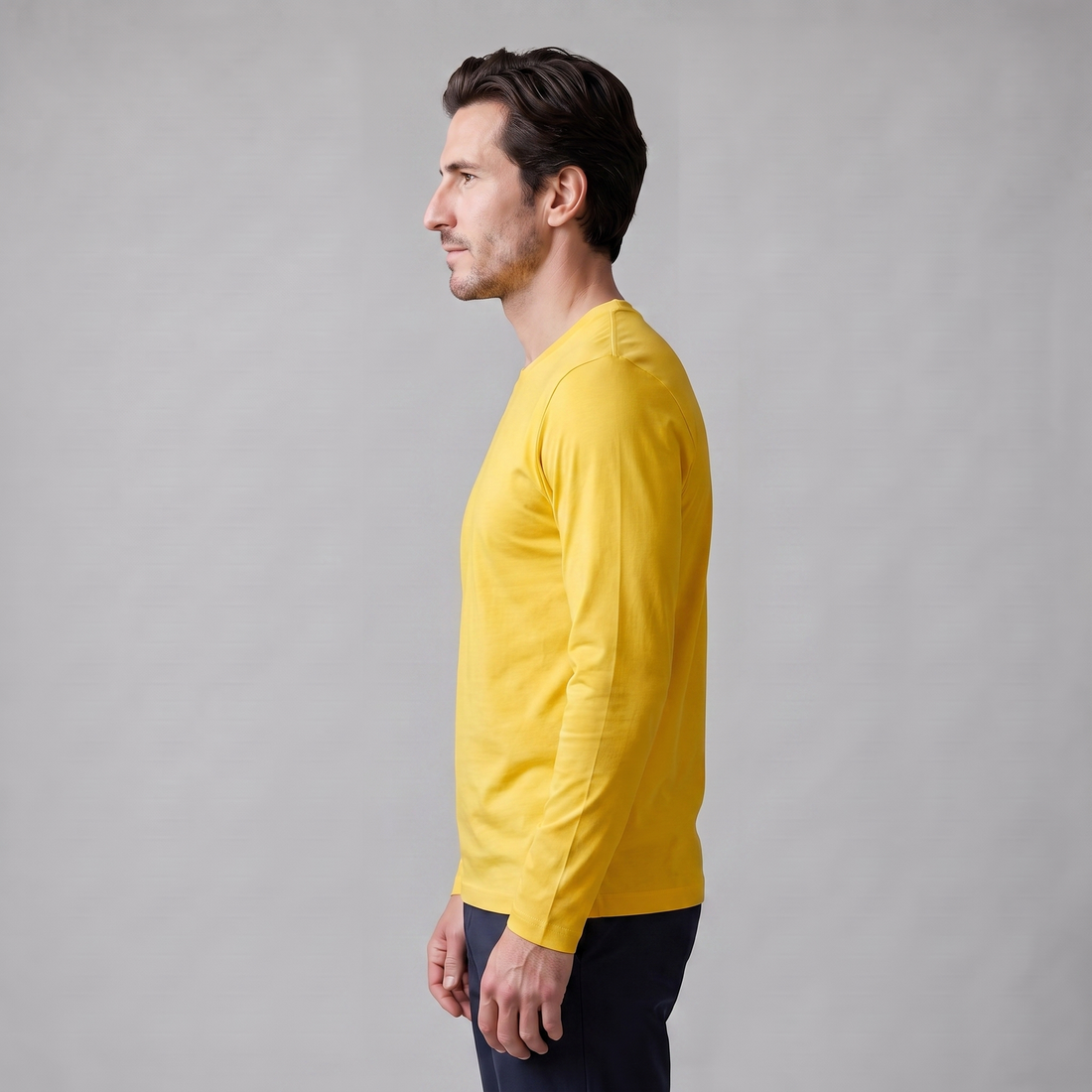 Men's Cotton Blend Long Sleeve Crew Neck Shirt