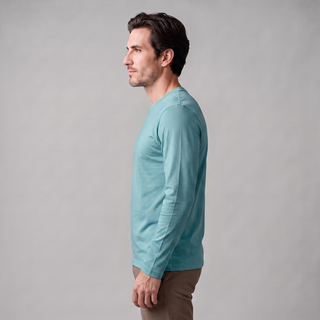 Men's Cotton Blend Long Sleeve Crew Neck Shirt