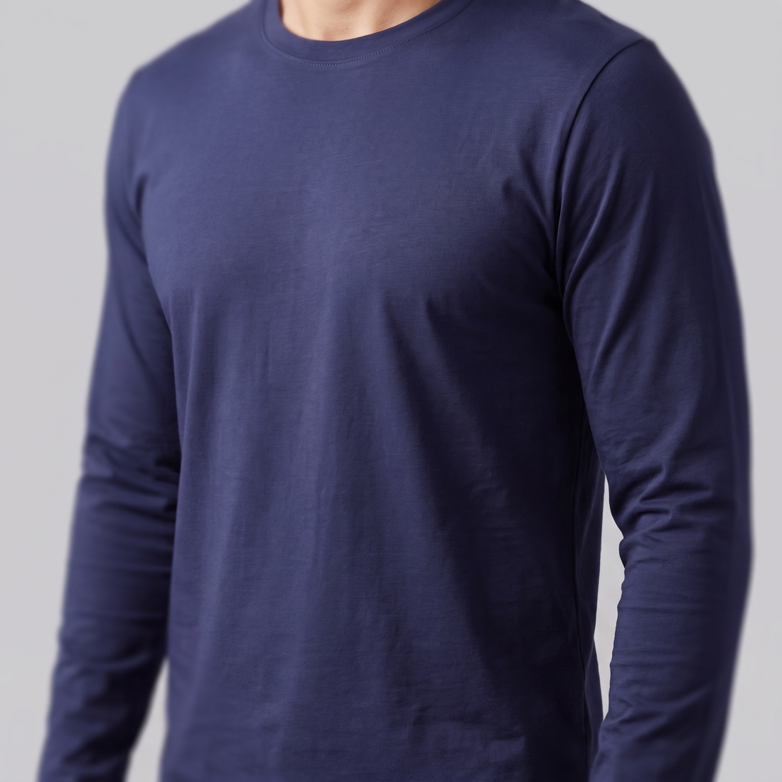 Men's Cotton Blend Long Sleeve Crew Neck Shirt