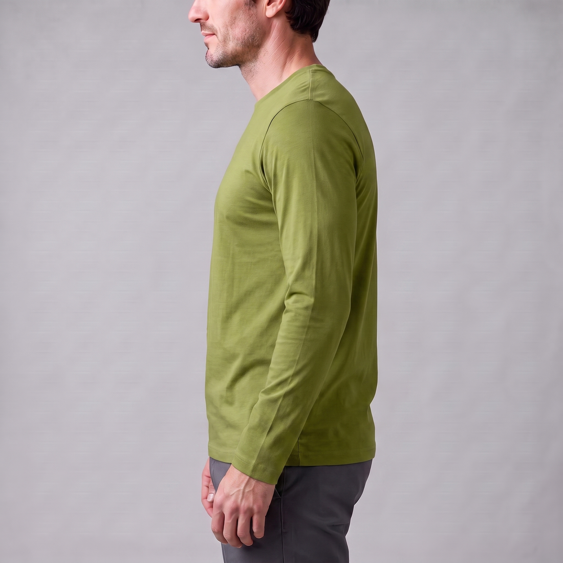 Men's Cotton Blend Long Sleeve Crew Neck Shirt