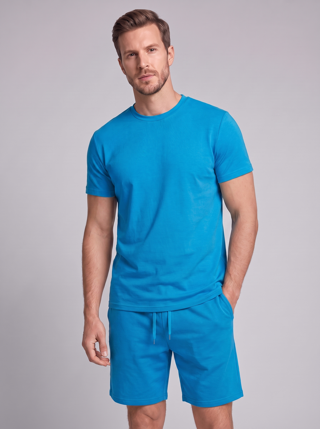 Men's Cotton Blend T-Shirt and Shorts Co-Ord Set