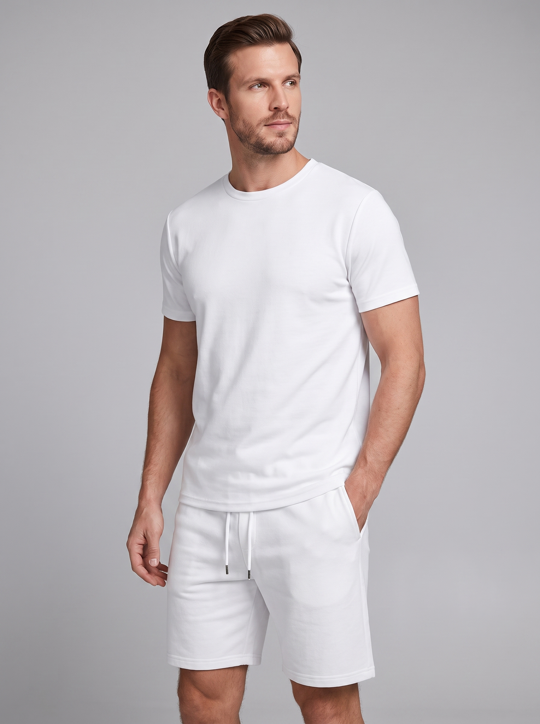 Men's Cotton Blend T-Shirt and Shorts Co-Ord Set