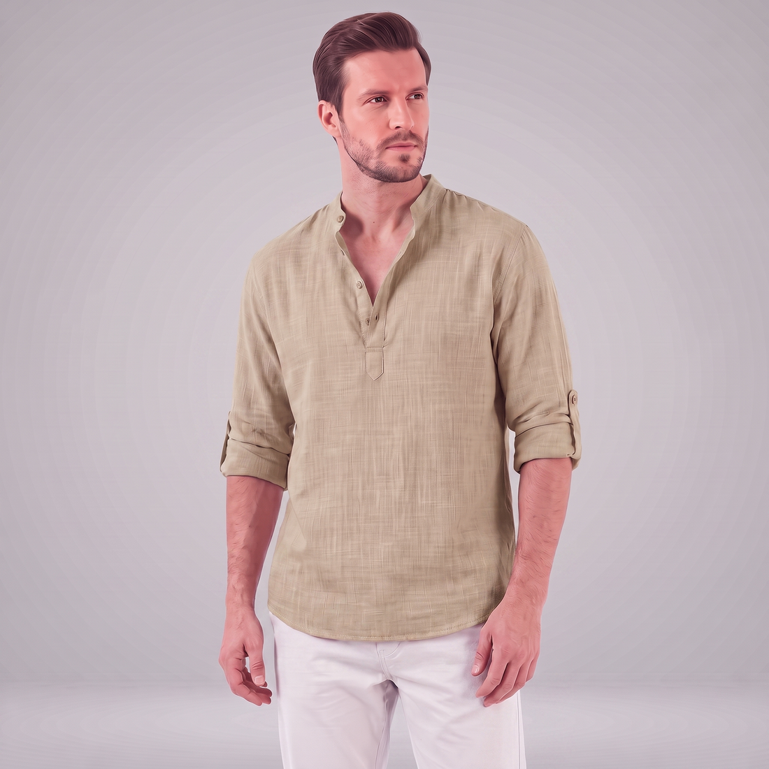 Men's Cotton Popover Henley Shirt