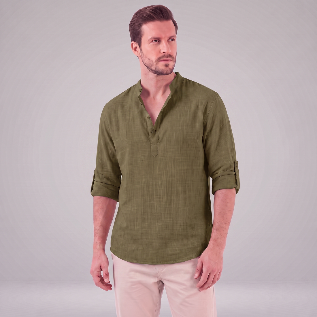 Men's Cotton Popover Henley Shirt