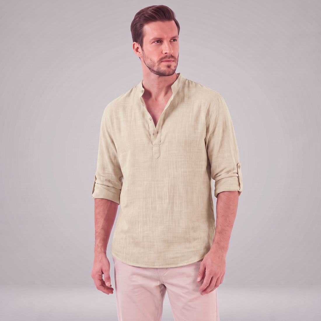 Men's Cotton Popover Henley Shirt