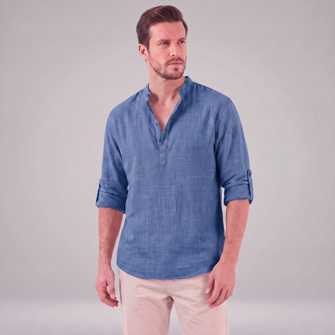 Men's Cotton Popover Henley Shirt