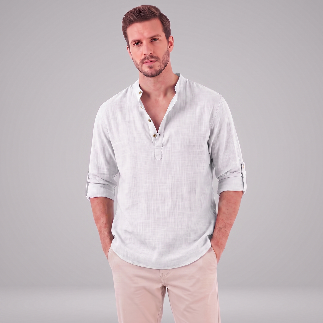 Men's Cotton Popover Henley Shirt