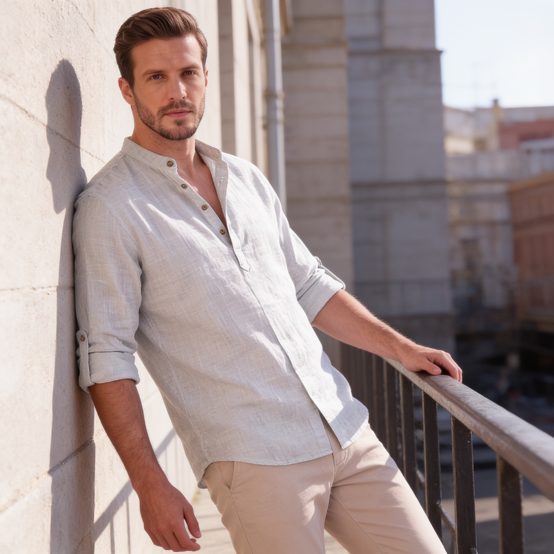 Men's Cotton Popover Henley Shirt