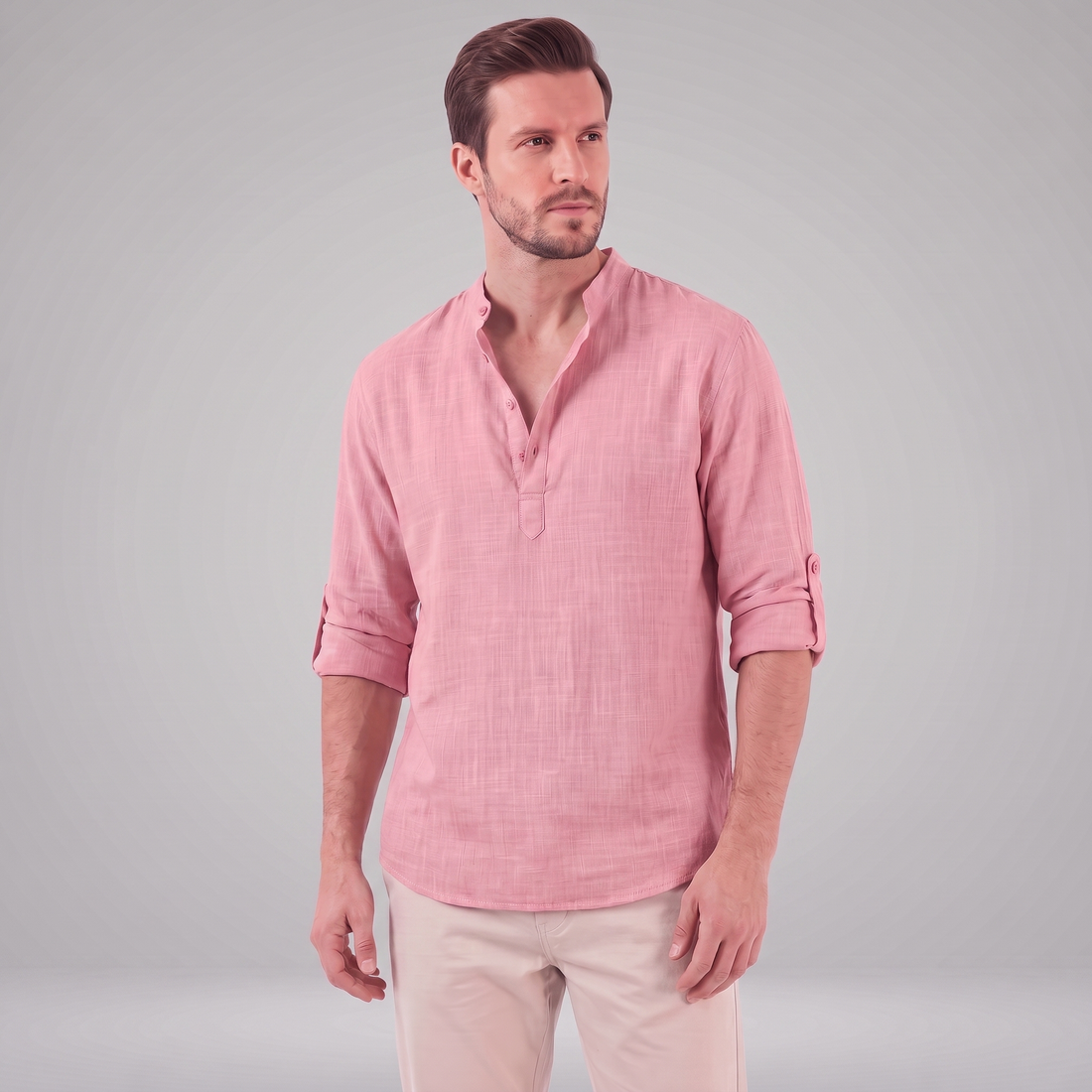Men's Cotton Popover Henley Shirt