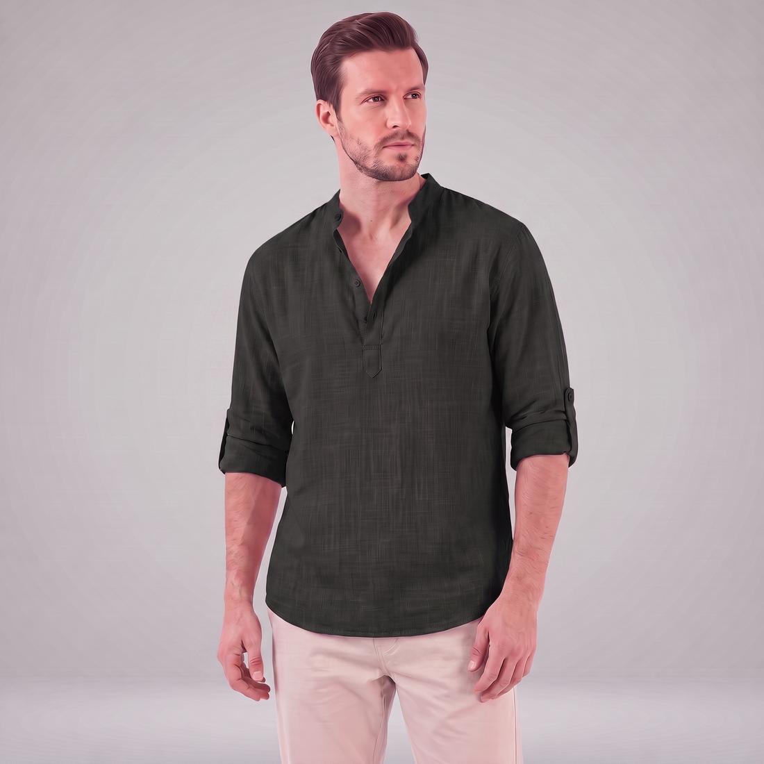 Men's Cotton Popover Henley Shirt
