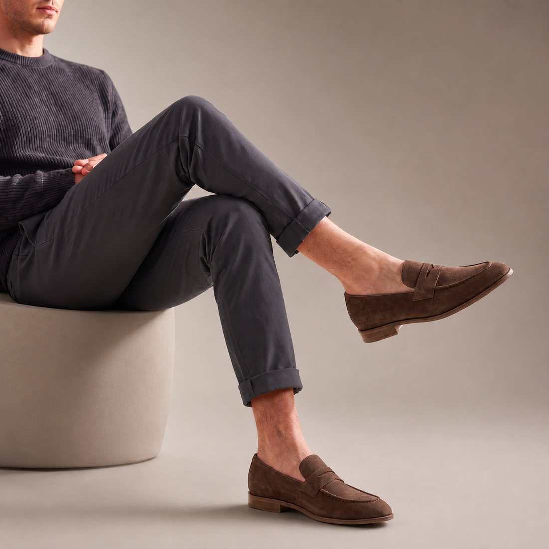 Men's Cowhide Suede Penny Loafers