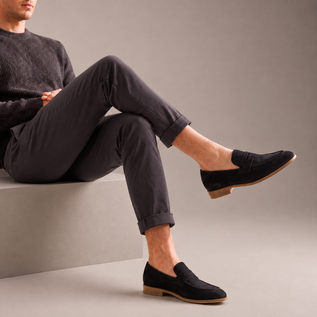 Men's Cowhide Suede Penny Loafers