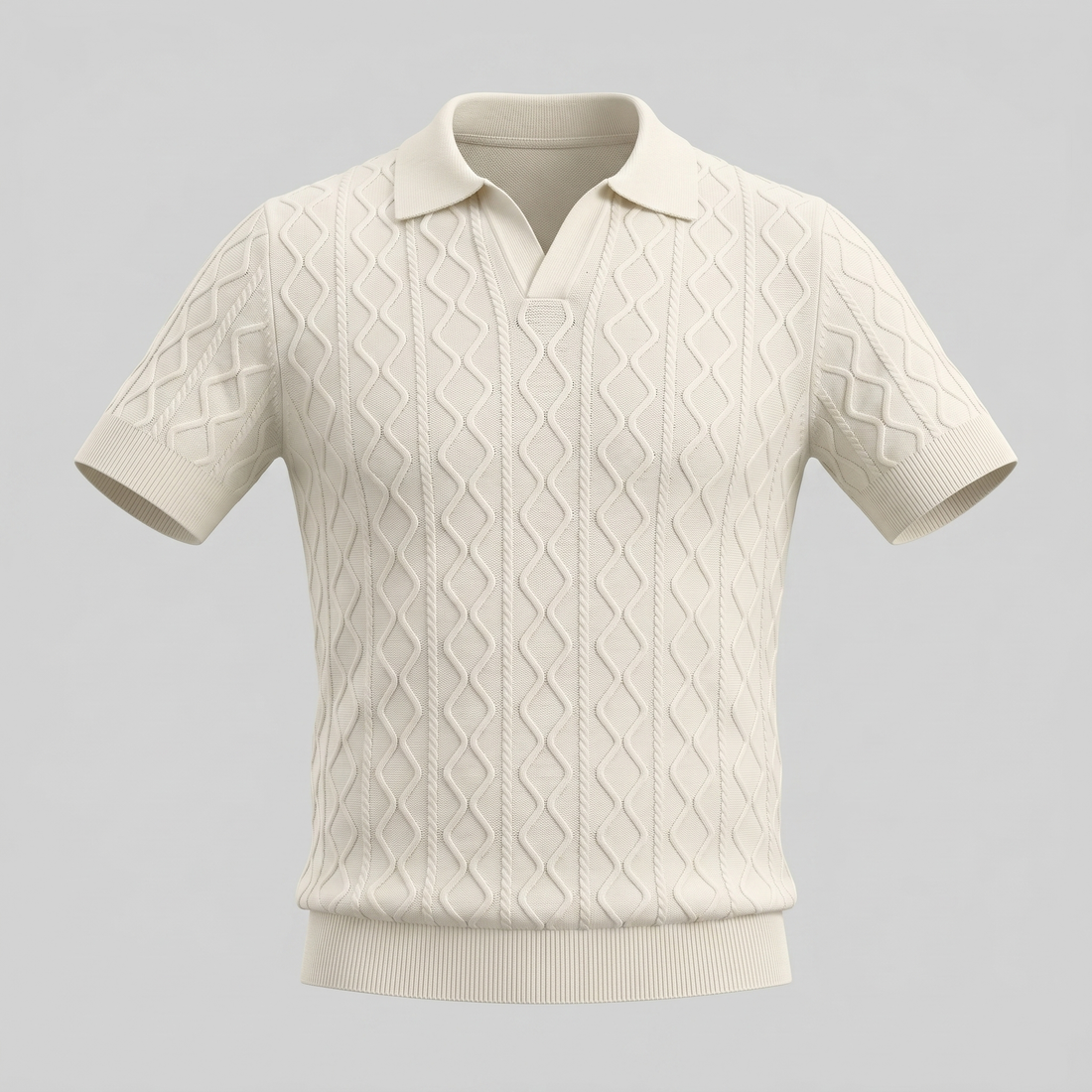 Men's Diamond Cable Knit Polo