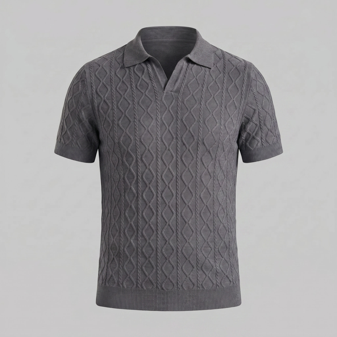 Men's Diamond Cable Knit Polo Shirt
