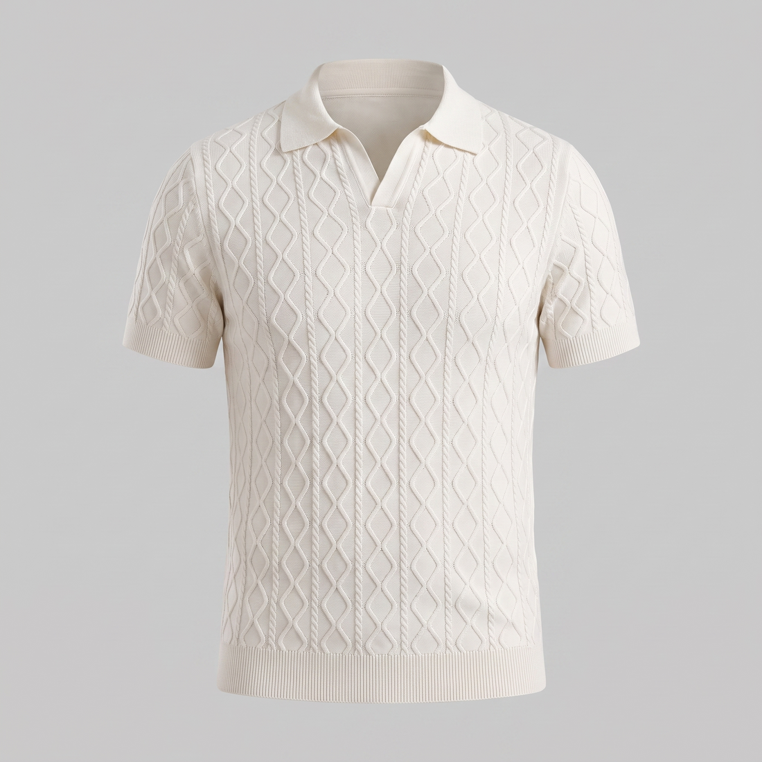 Men's Diamond Cable Knit Polo Shirt