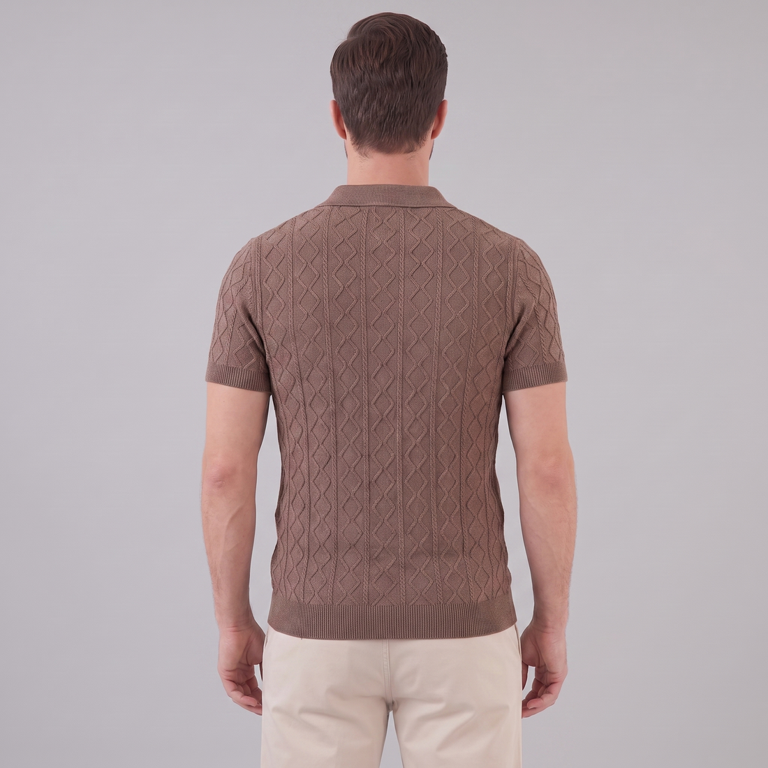 Men's Diamond Cable Knit Polo Shirt