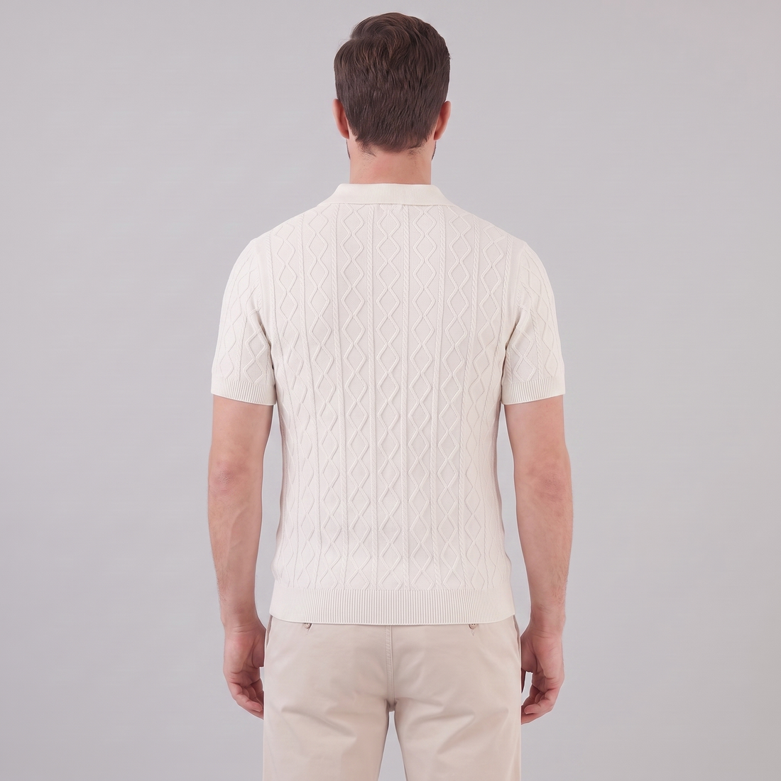 Men's Diamond Cable Knit Polo Shirt