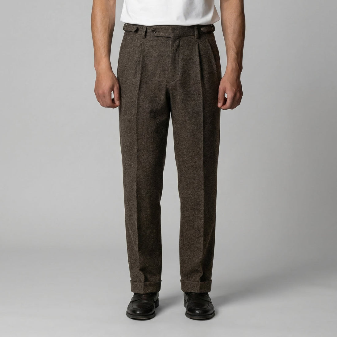 Men's Elegant Pleated Trousers with Side Adjuster