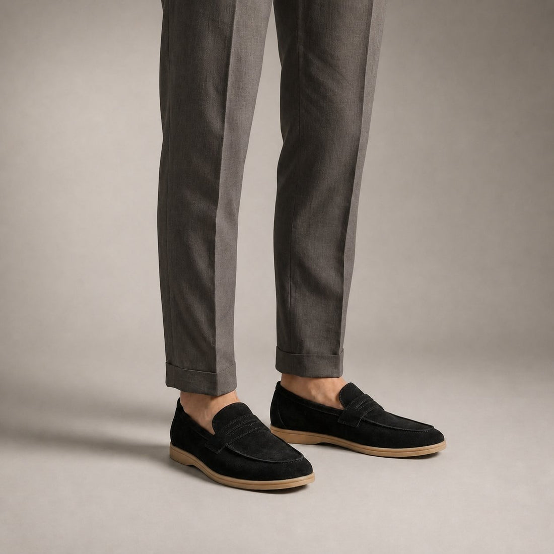 Men's Elegant Suede Penny Loafers