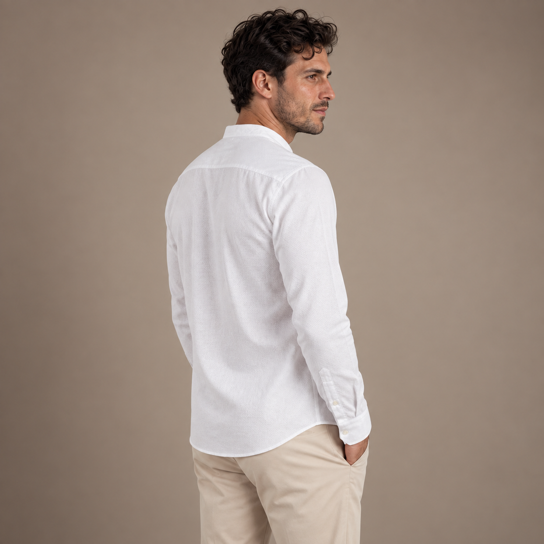 Men's Henley Collar Dress Shirt