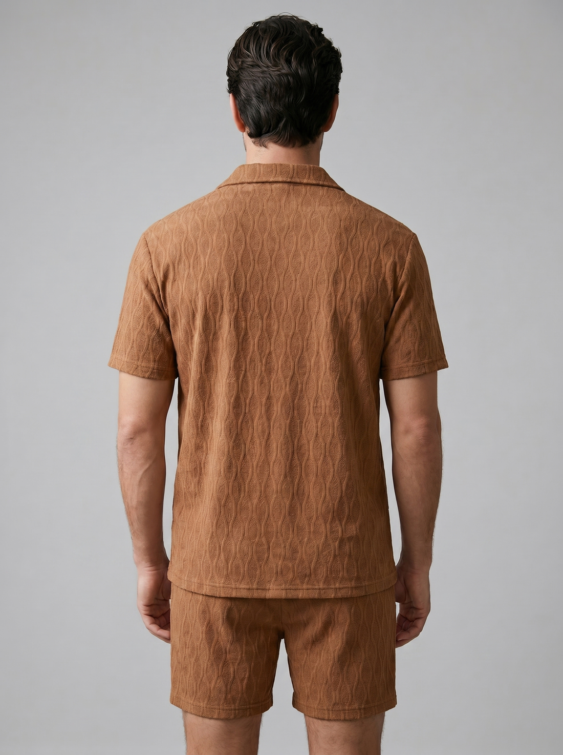 Men's Jacquard Wave Camp Shirt and Shorts Set