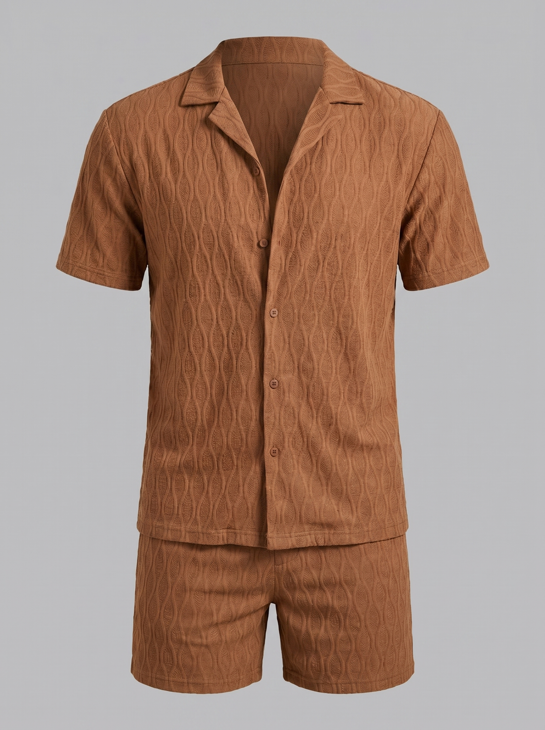 Men's Jacquard Wave Camp Shirt and Shorts Set