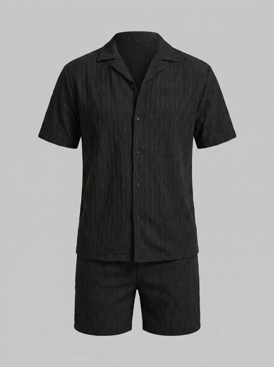 Men's Jacquard Wave Camp Shirt and Shorts Set