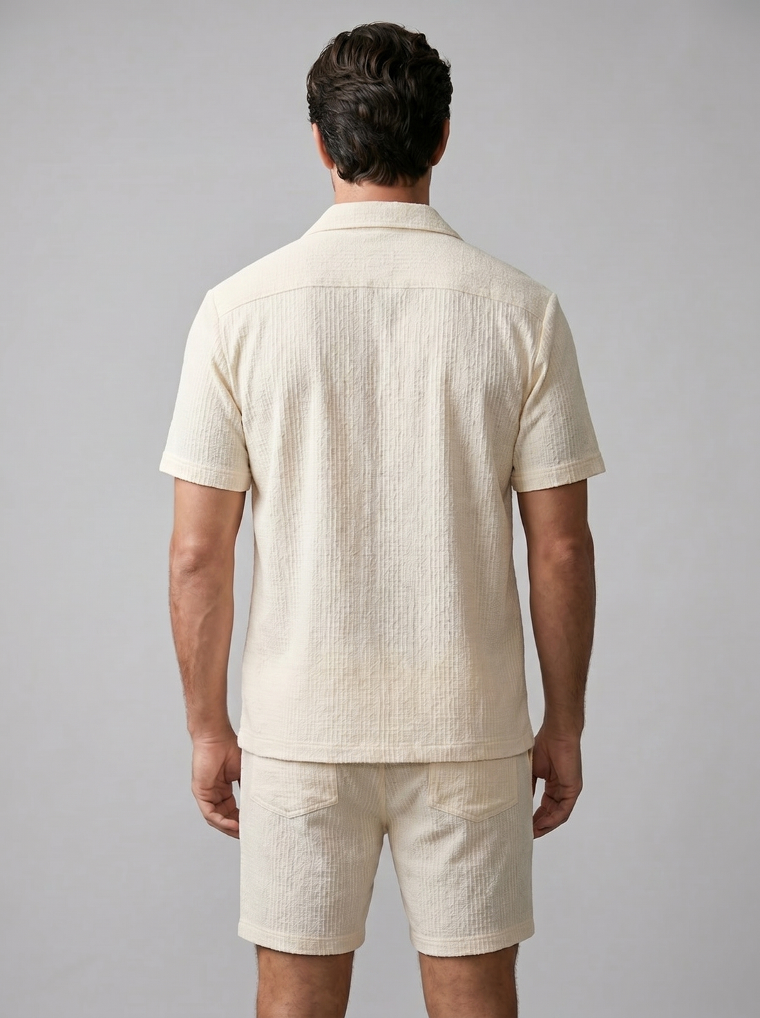 Men's Jacquard Wave Camp Shirt and Shorts Set