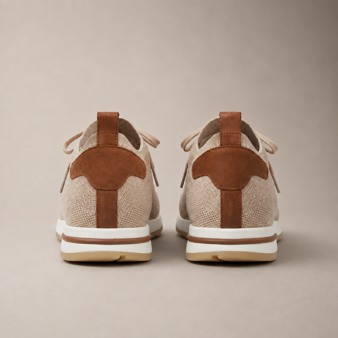 Men's Knit Leather Lace-Up Trainers