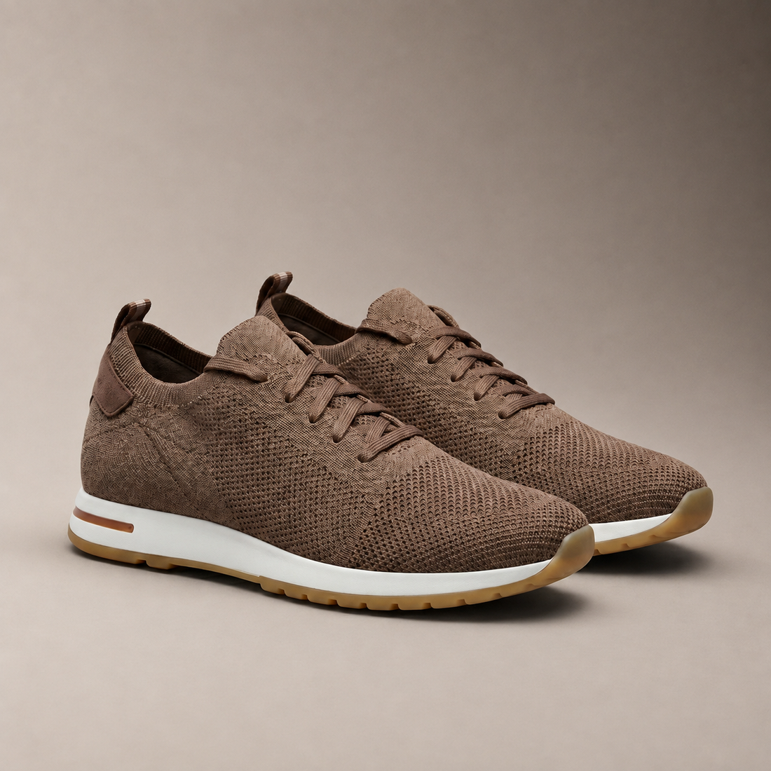 Men's Knit Leather Lace-Up Trainers