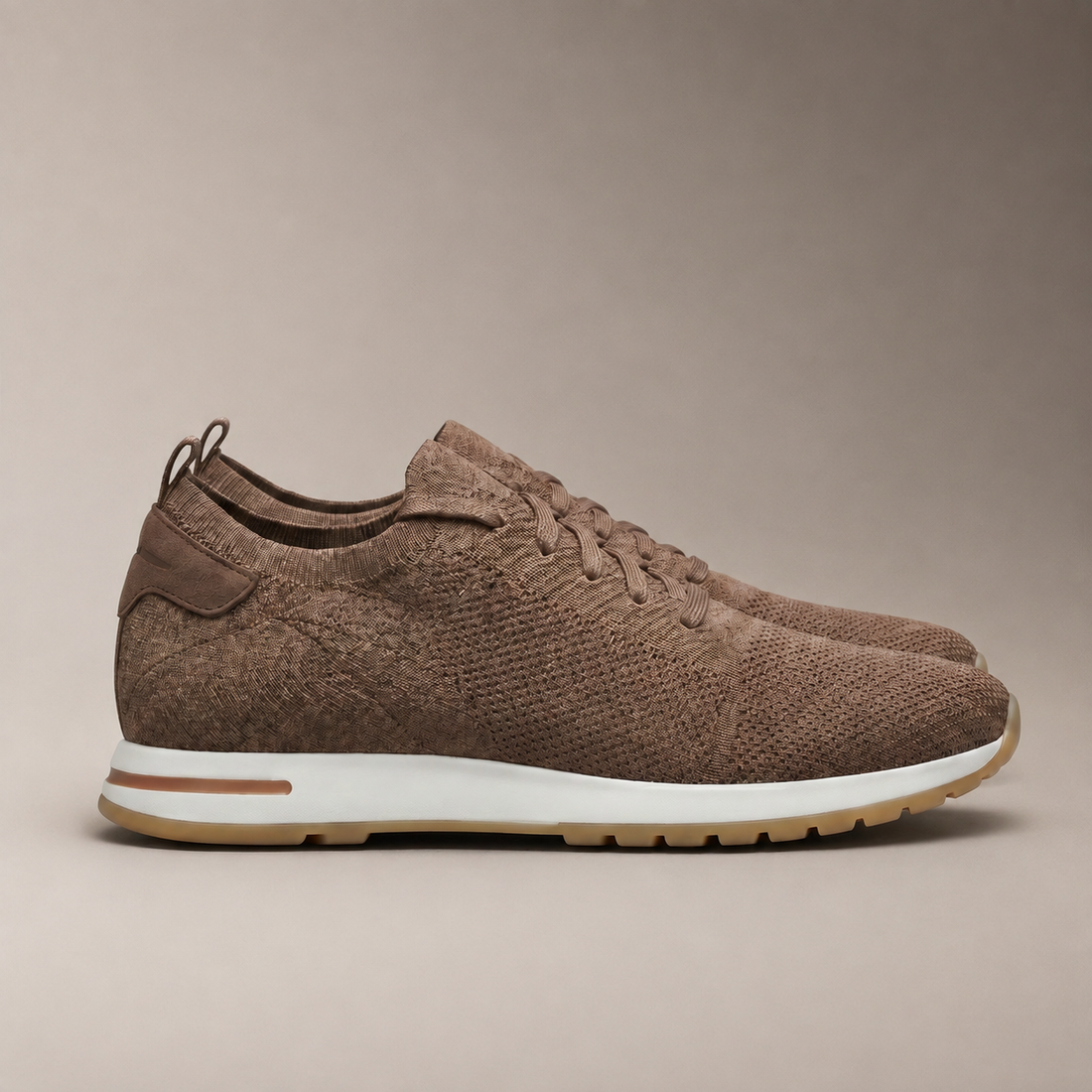 Men's Knit Leather Lace-Up Trainers