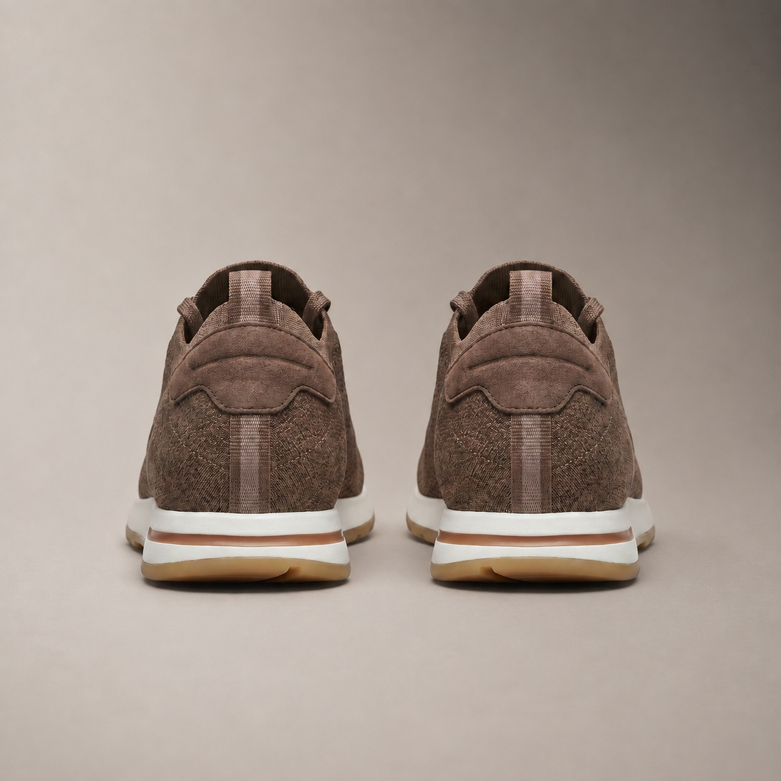 Men's Knit Leather Lace-Up Trainers