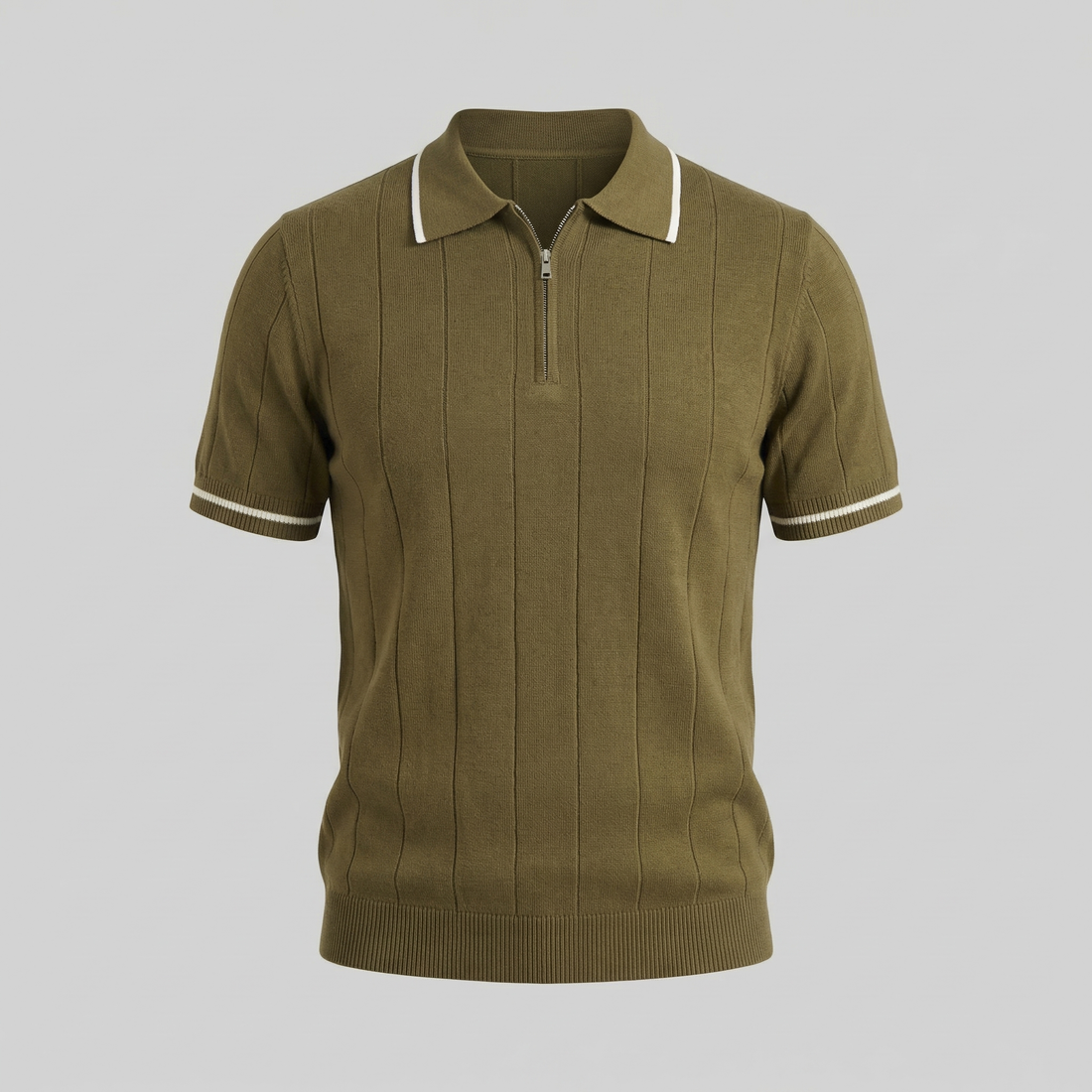 Men's Knit Polo Shirt with Retro Accents