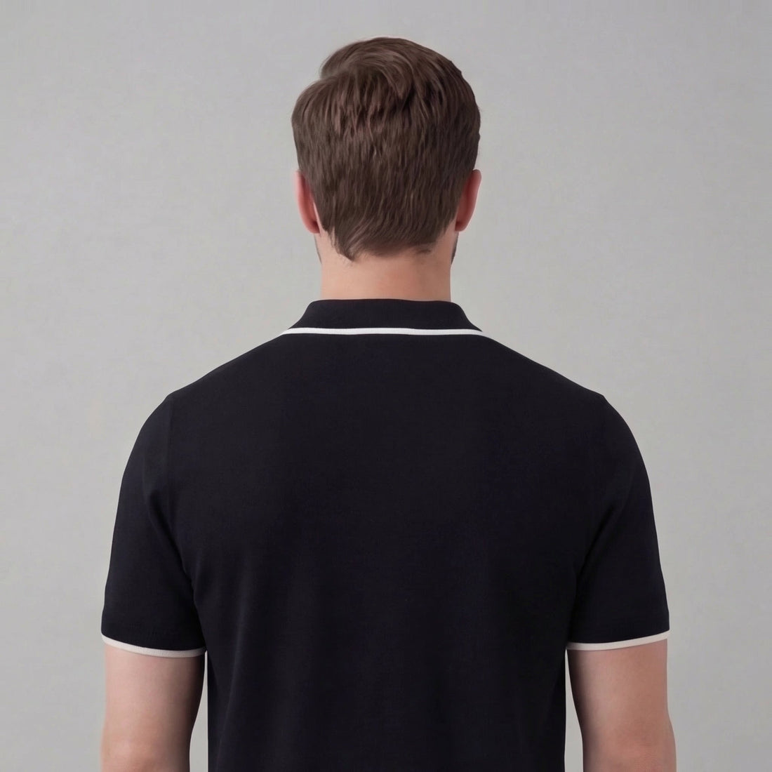 Men’s Knit Polo Shirt with White Trim