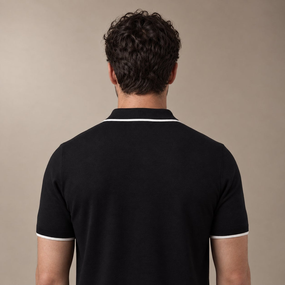 Men’s Knit Polo Shirt with White Trim