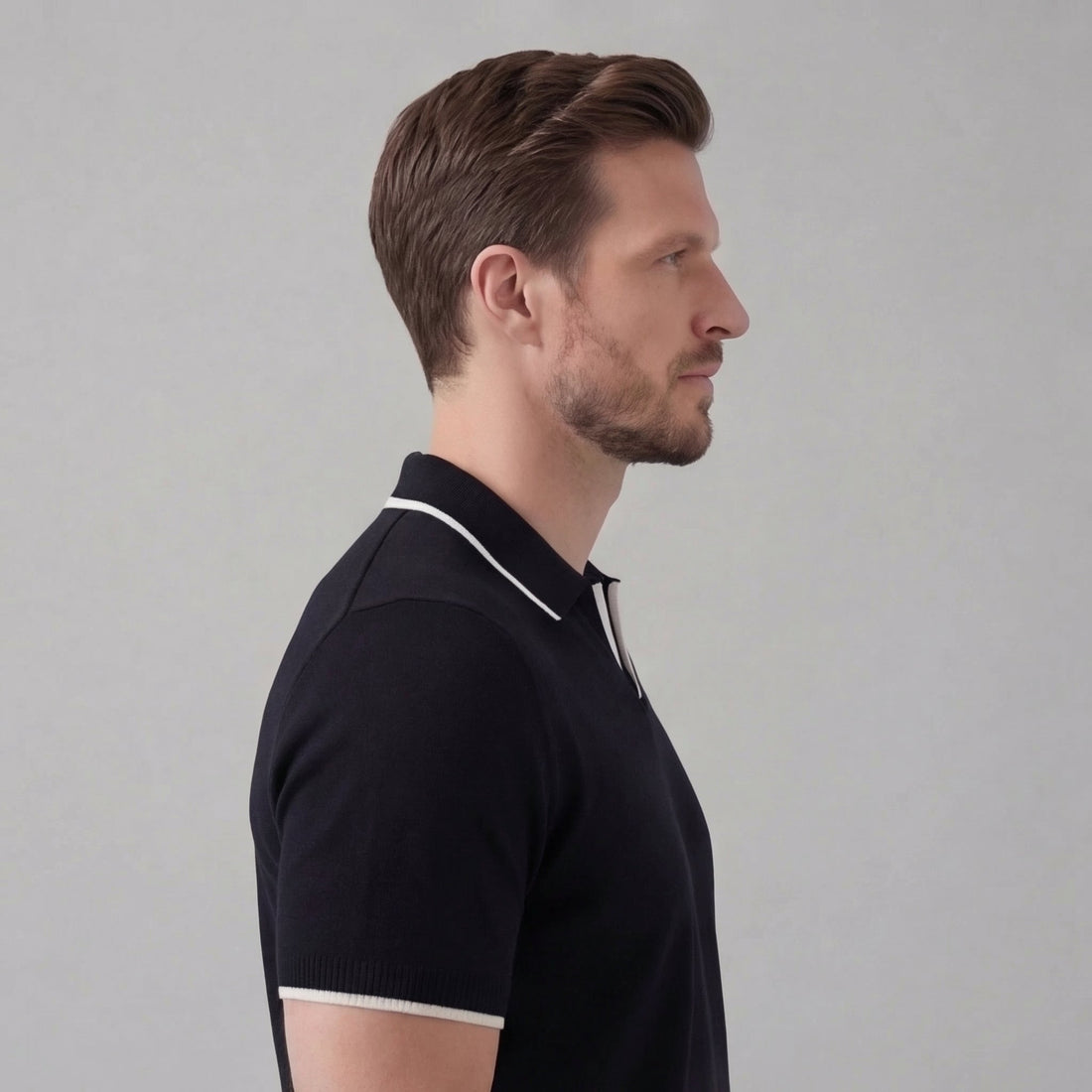 Men’s Knit Polo Shirt with White Trim