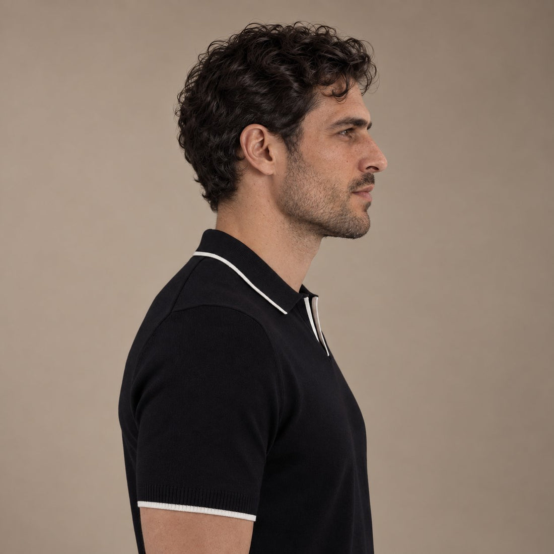 Men’s Knit Polo Shirt with White Trim