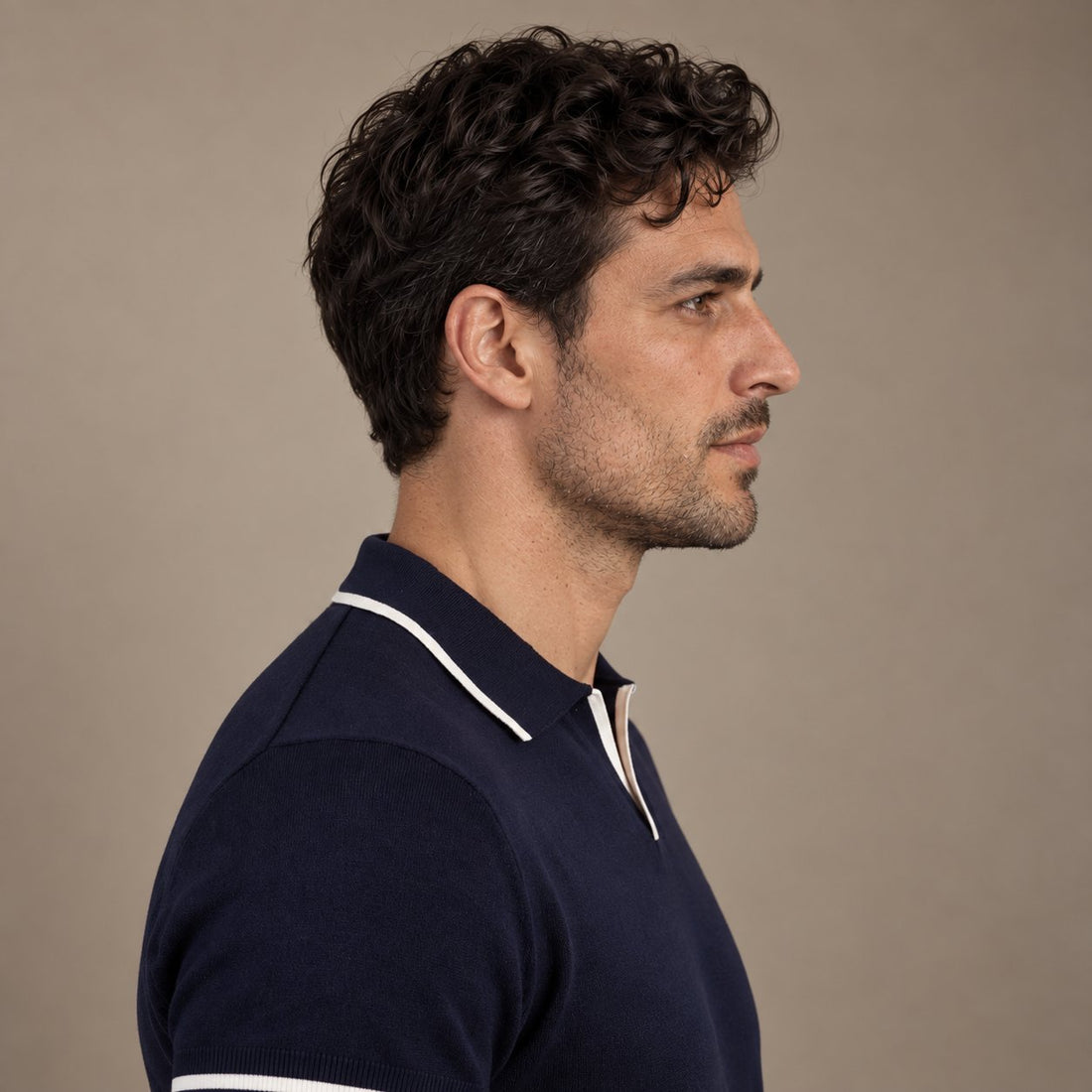 Men’s Knit Polo Shirt with White Trim