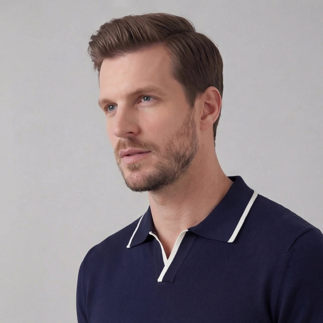Men’s Knit Polo Shirt with White Trim