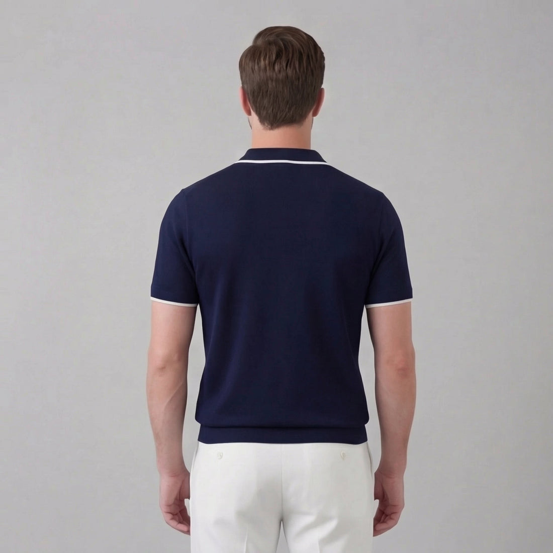 Men’s Knit Polo Shirt with White Trim