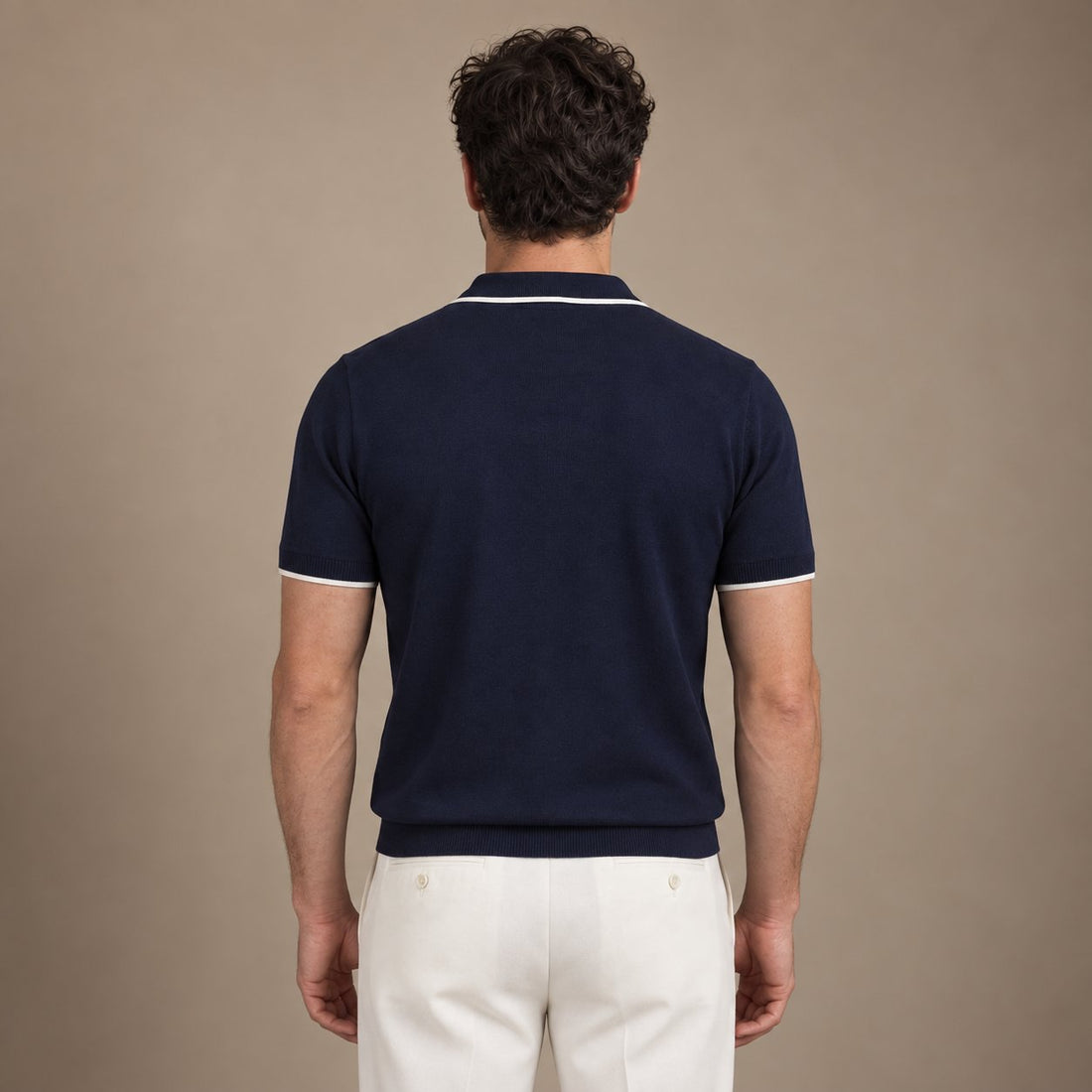 Men’s Knit Polo Shirt with White Trim
