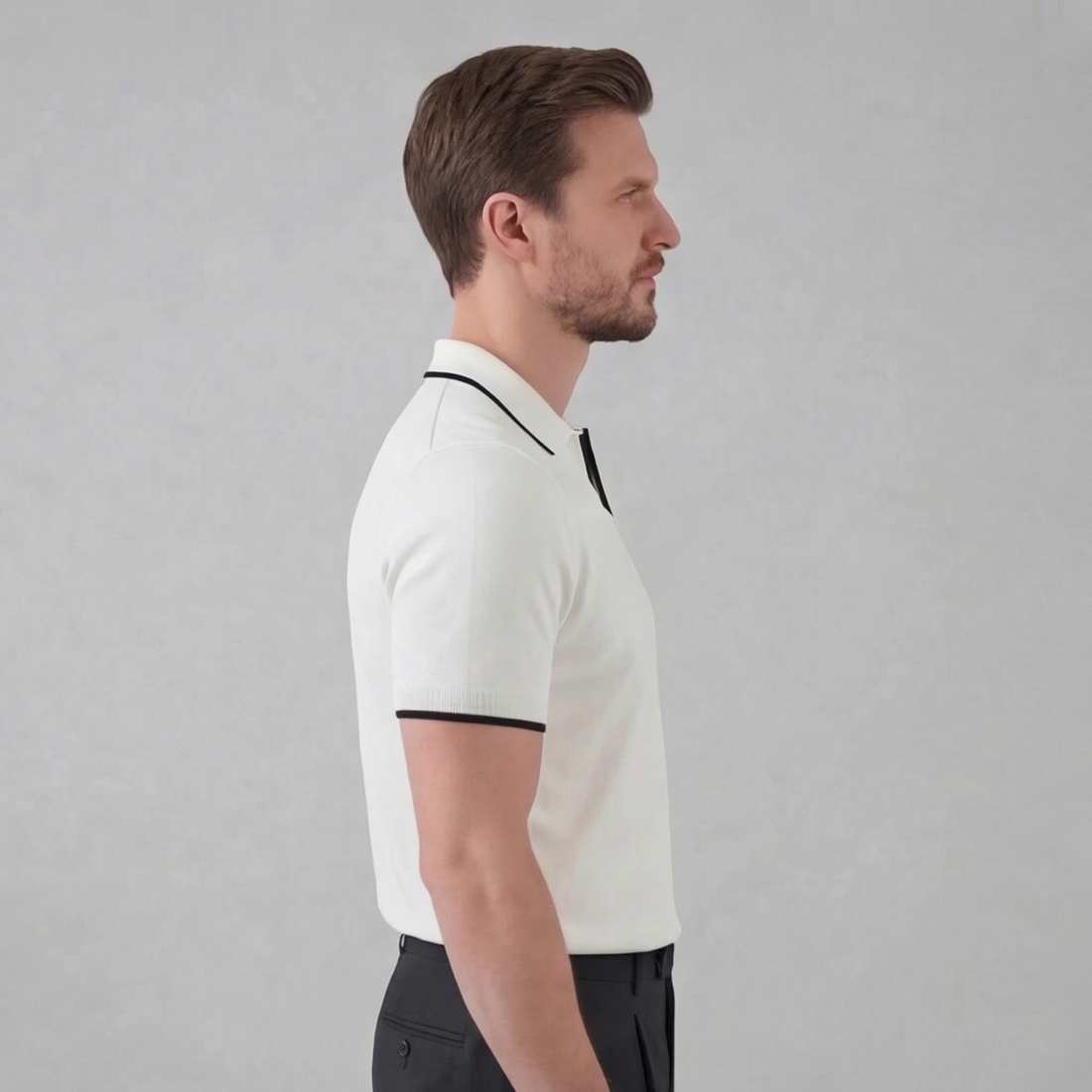 Men’s Knit Polo Shirt with White Trim