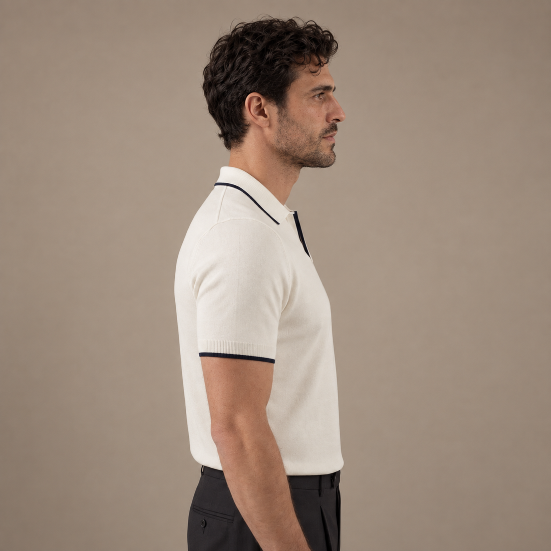 Men’s Knit Polo Shirt with White Trim