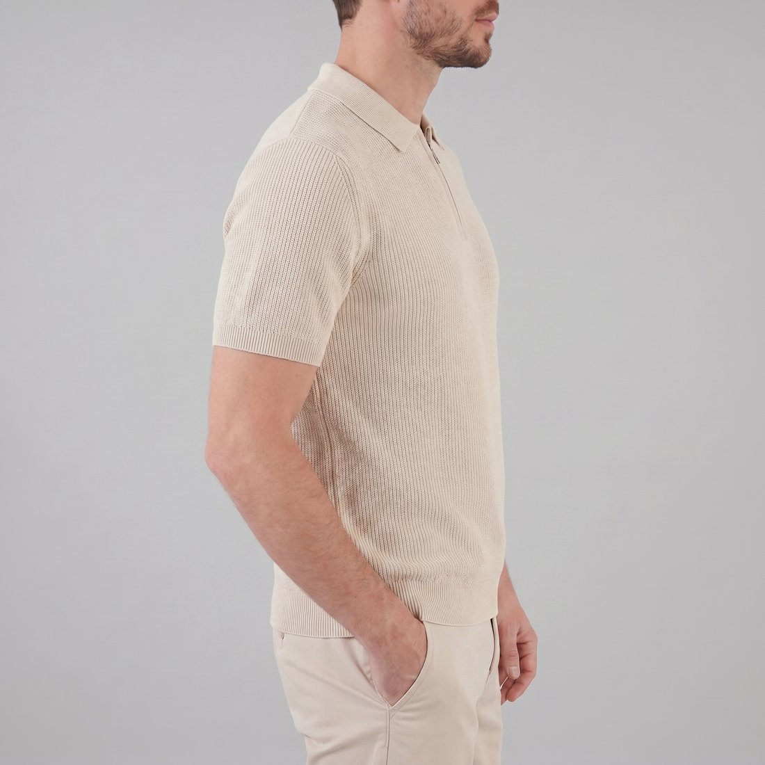 Men's Knit Polo Zip Neck