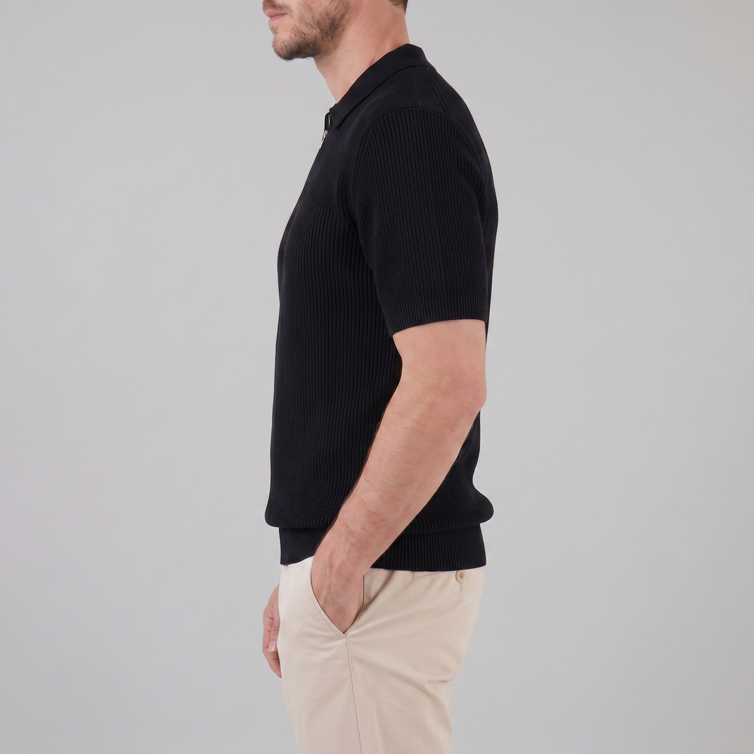 Men's Knit Polo Zip Neck