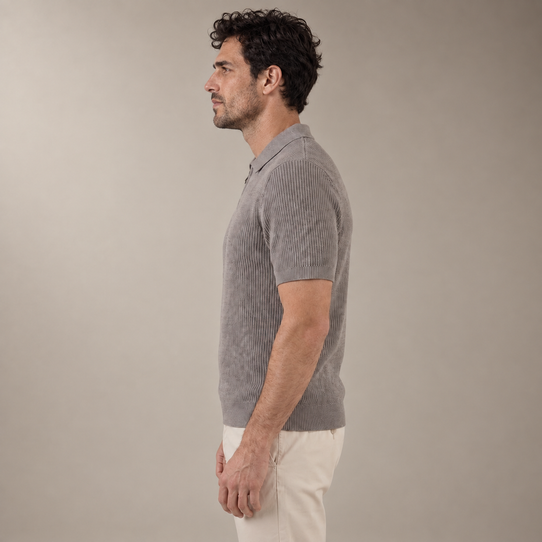 Men's Knit Polo Zip Neck