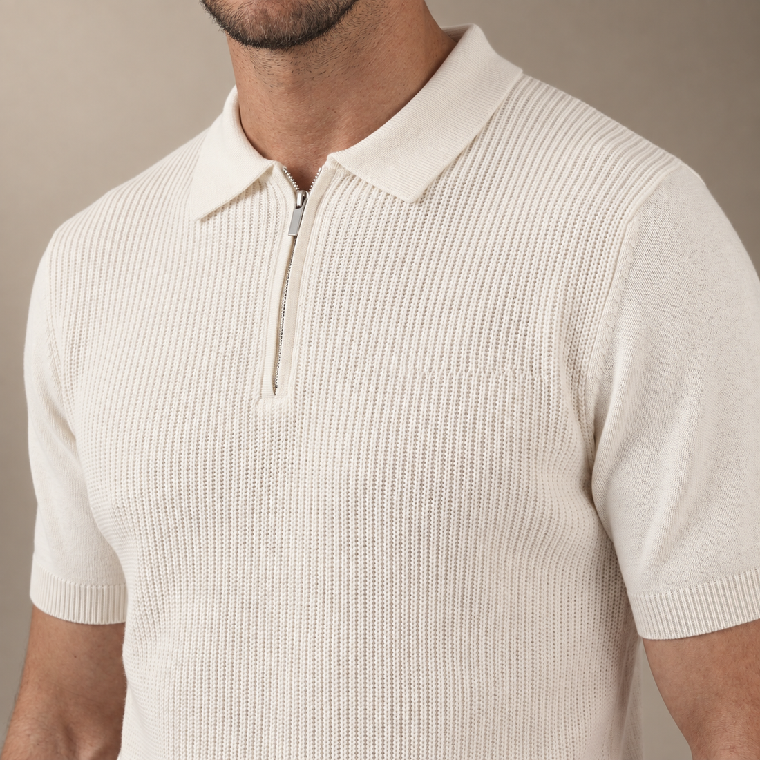 Men's Knit Polo Zip Neck
