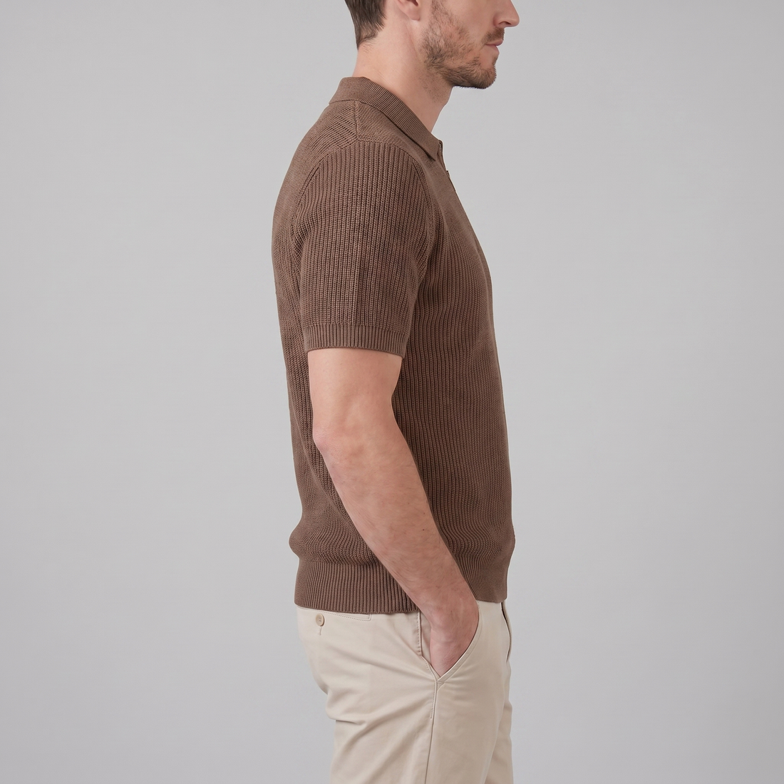 Men's Knit Polo Zip Neck